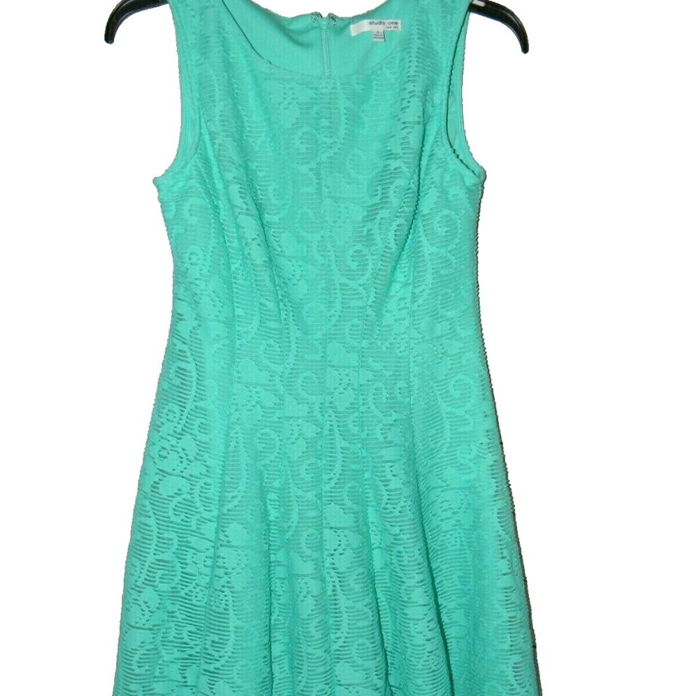 Sleeveless Green Lined Lace Overlay Dress Size 4